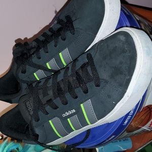 Adidas black neon green womens size 10 men size 8 shoes